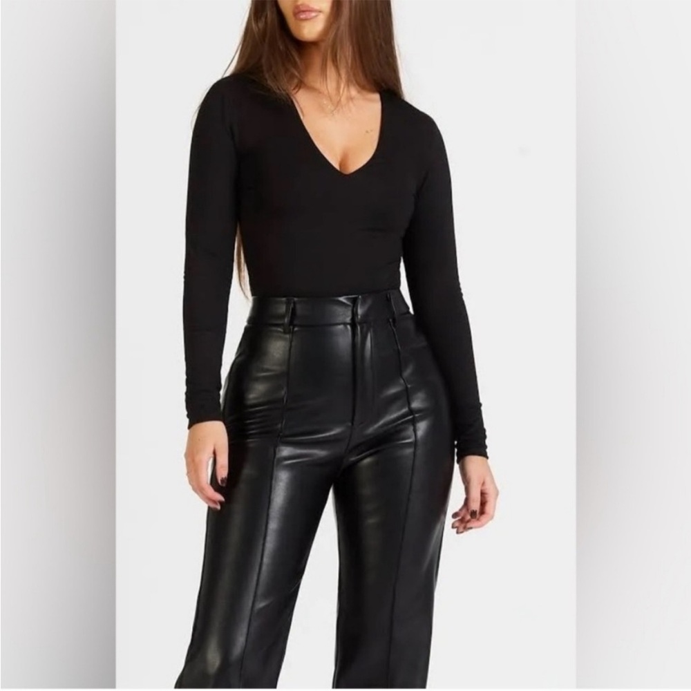 Black Vegan Leather pants BOA
